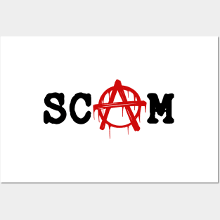 SCAM // Anarchy red logotype. Minimalistic old font lettering Posters and Art